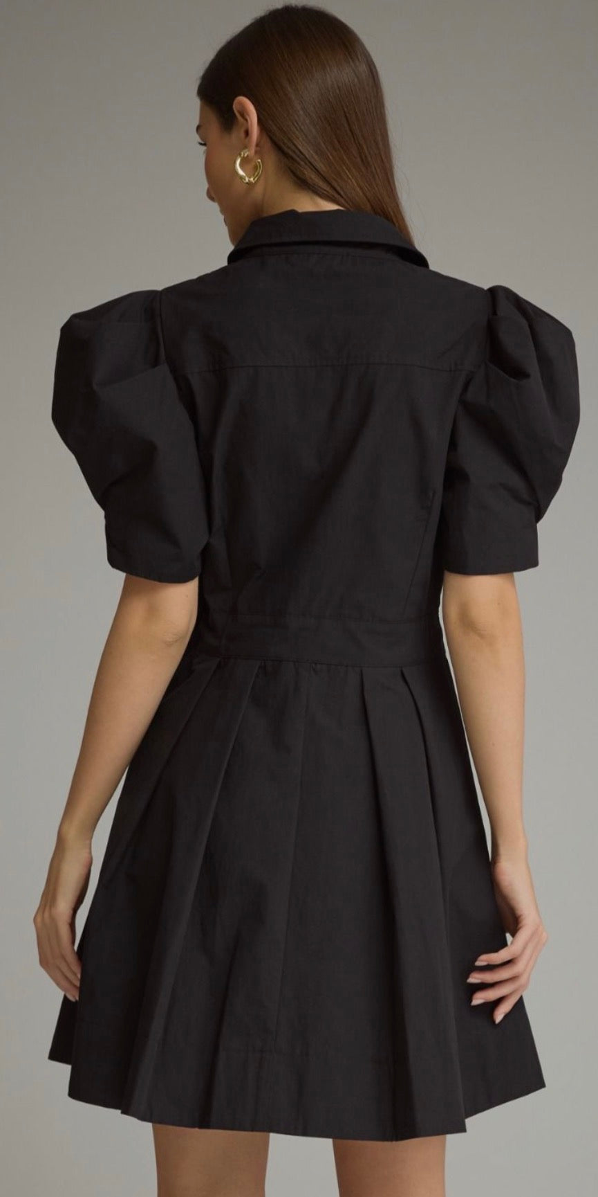 Adorable Puff Sleeve Dress - Black