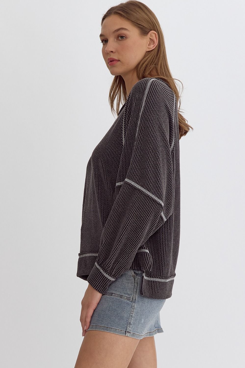 knit pullover - charcoal