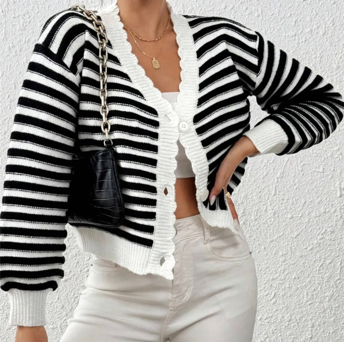 Button down striped cardigan