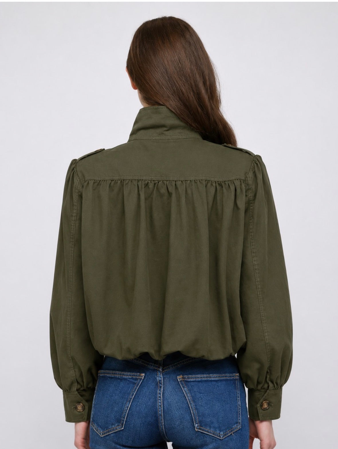 Coming soon: Olive Utility Bubble Hem Jacket