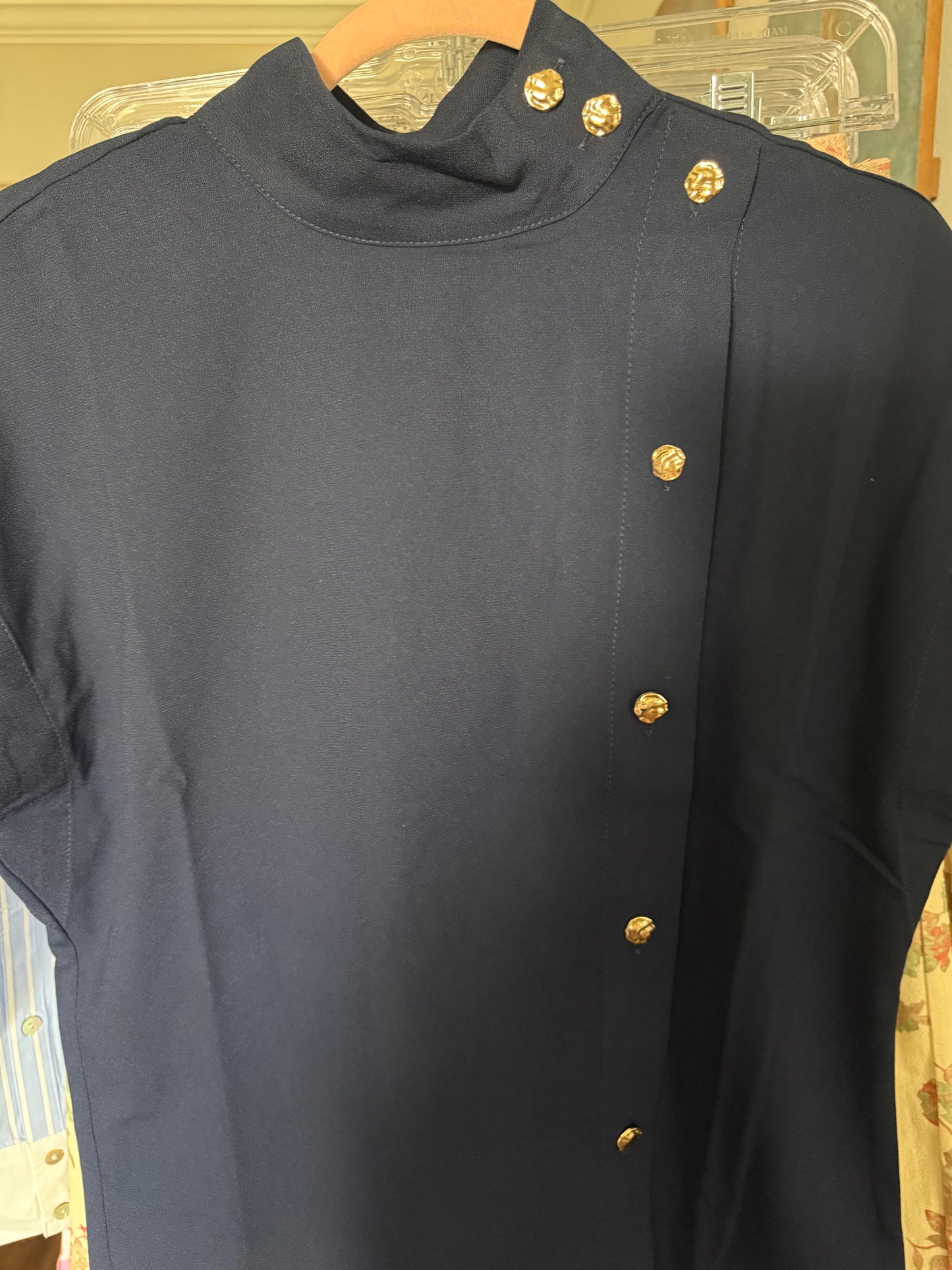 Gold button detail navy top