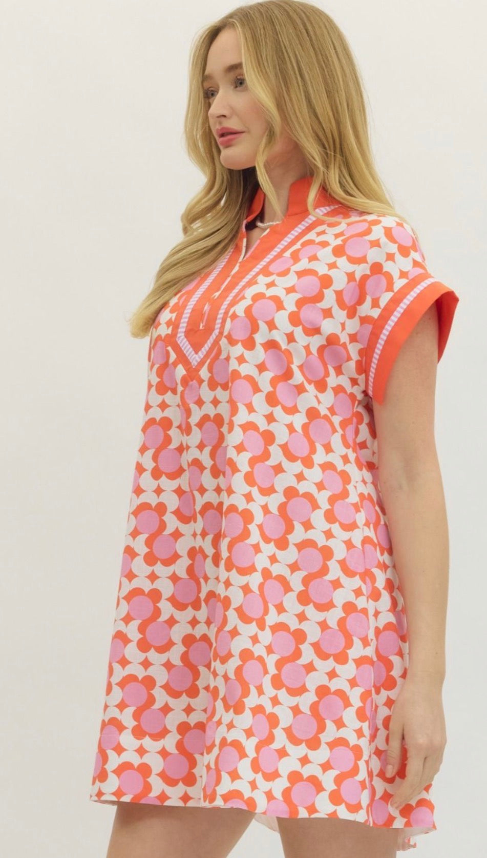 Cute coral cap sleeve dress