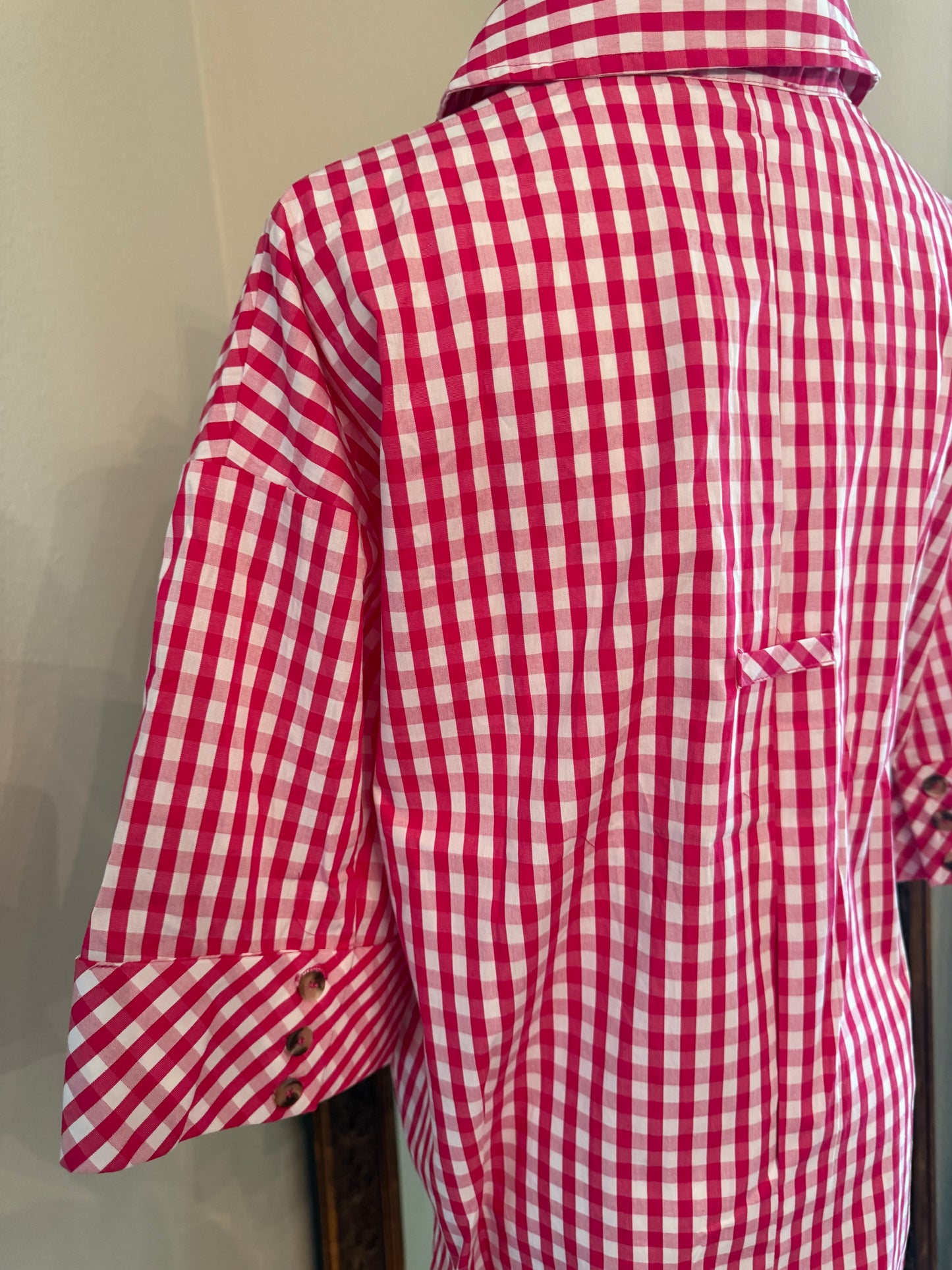 Pink Gingham Cotton Work‑to‑Weekend Top