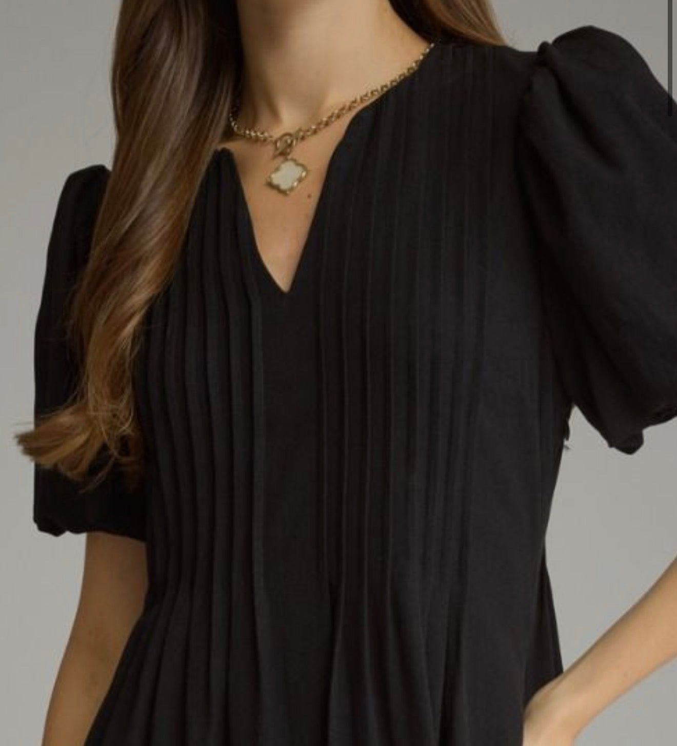Gracie Pleat Dress - Black