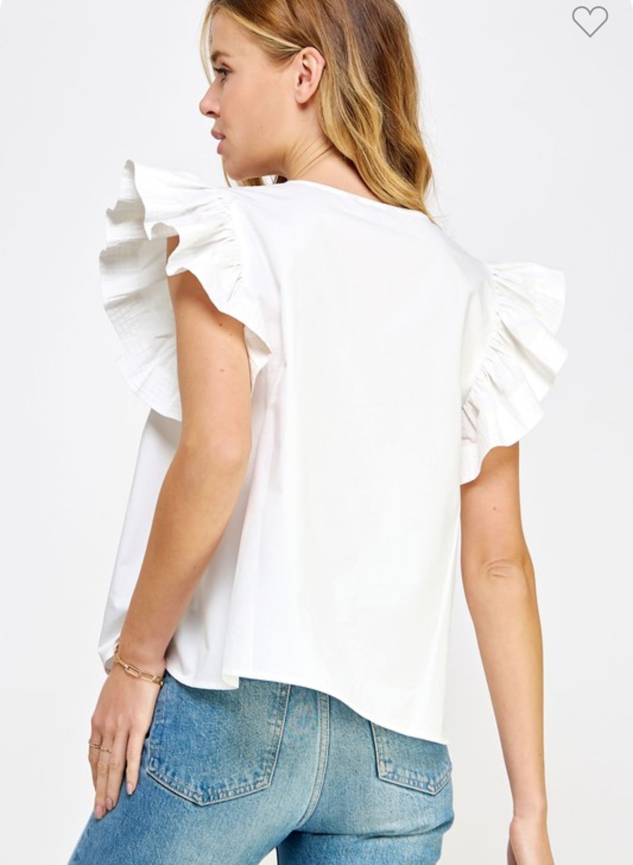 **Flutter sleeve off white tunic - Strut & Bolt