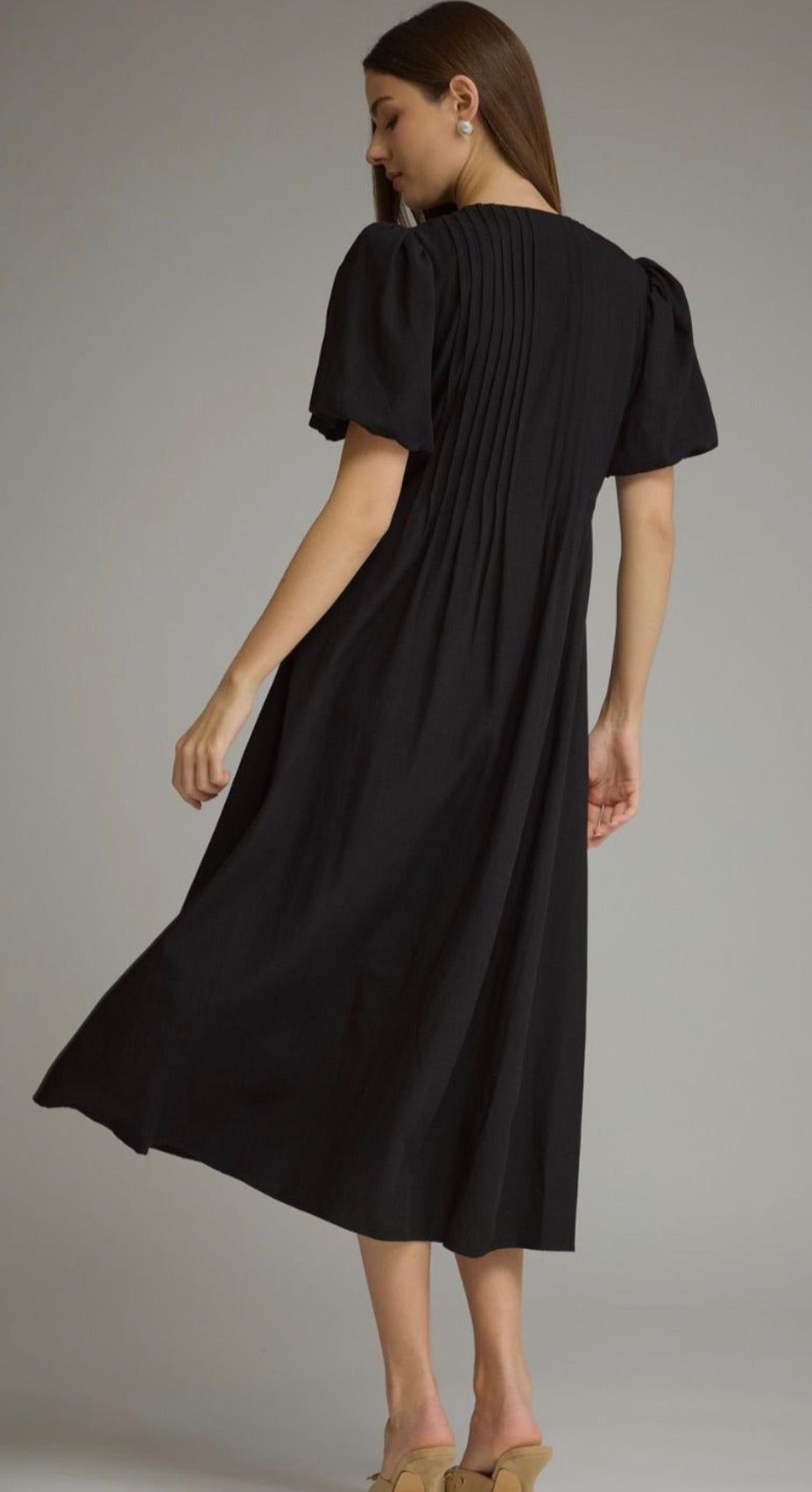Gracie Pleat Dress - Black