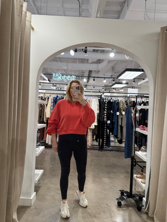 Adorable ribbed semi cropped sweatshirt