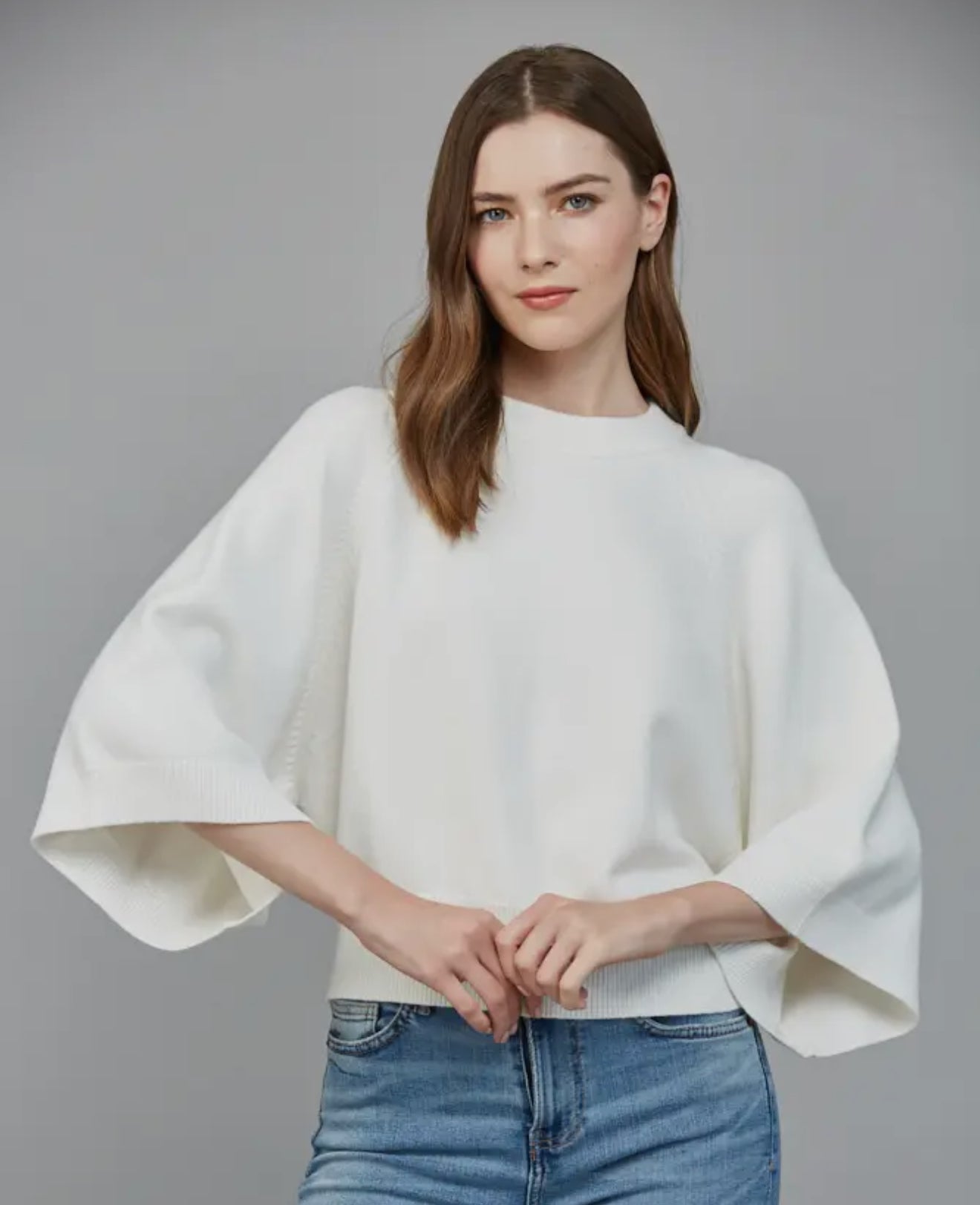Raglan sleeve wide sleeve sweater