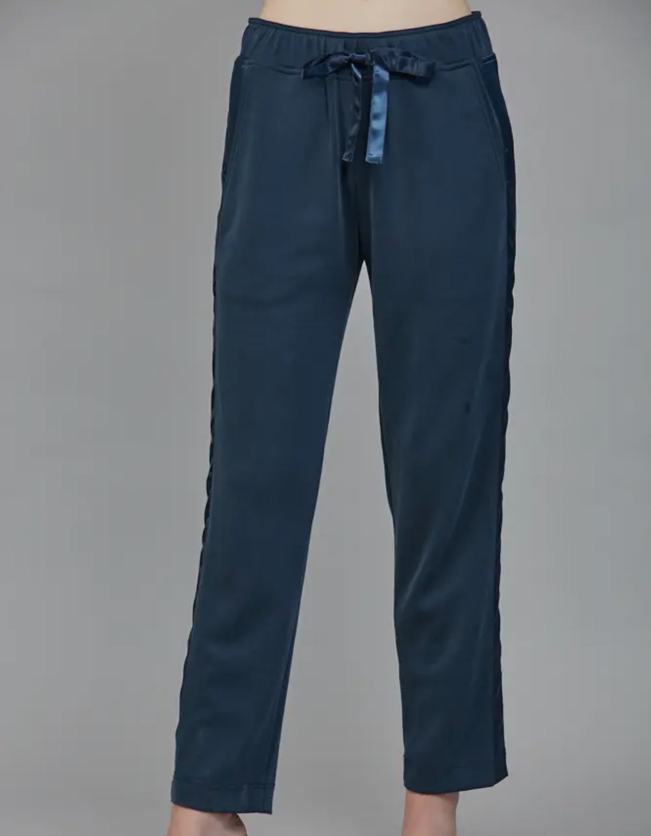 Satin trim rich navy lounge pants