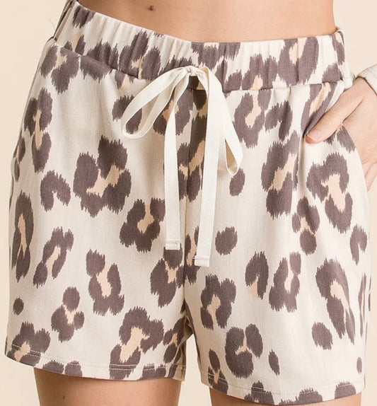 Leopard taupe print shorts