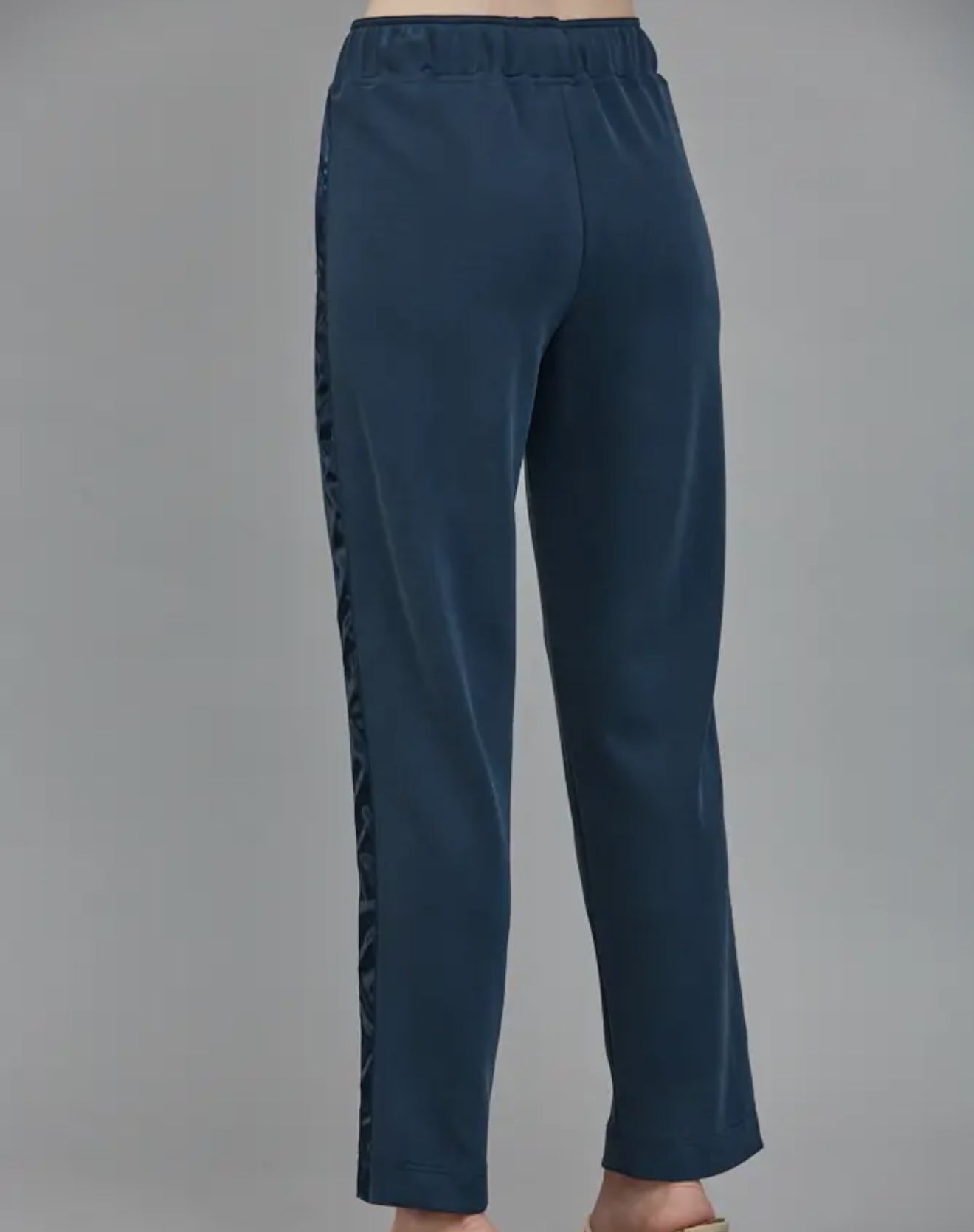 Satin trim rich navy lounge pants