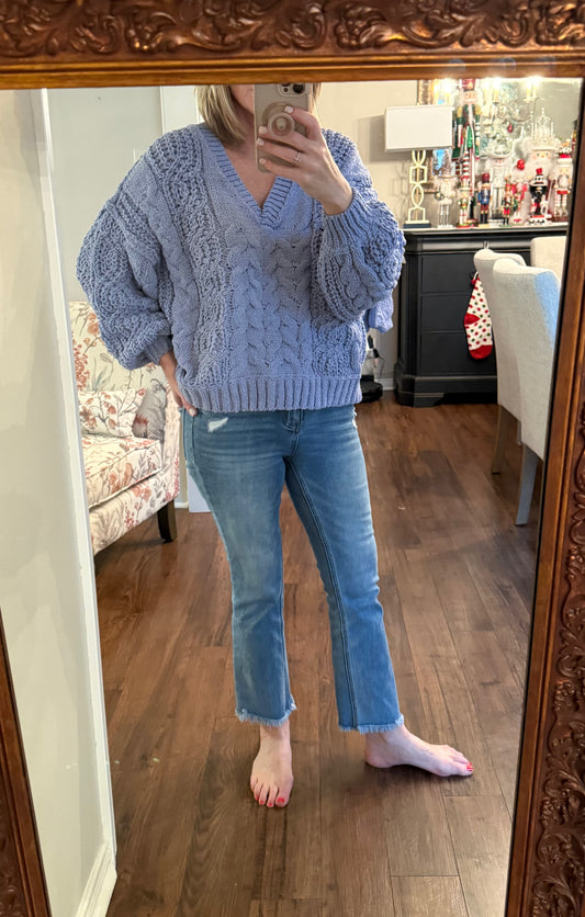 Chenille cable sweater