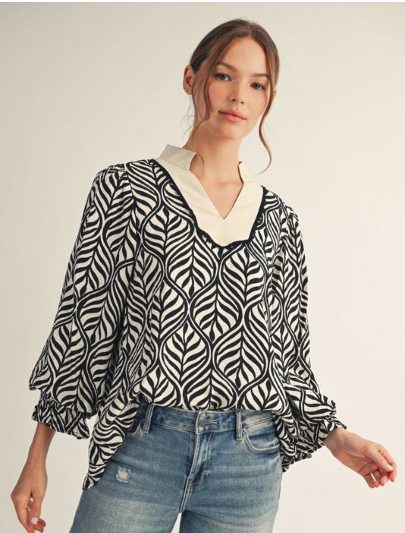 Boho leaf print top