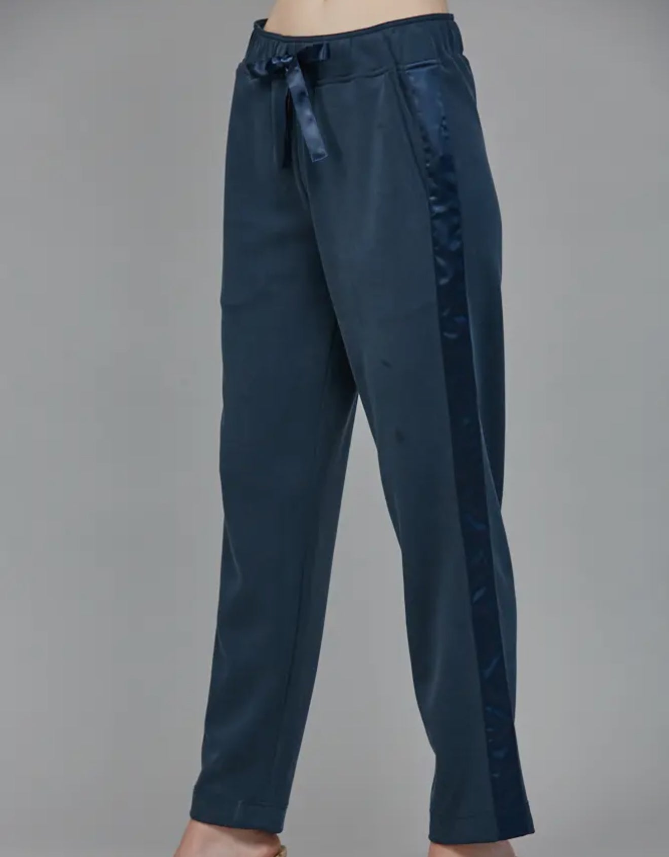 Satin trim rich navy lounge pants