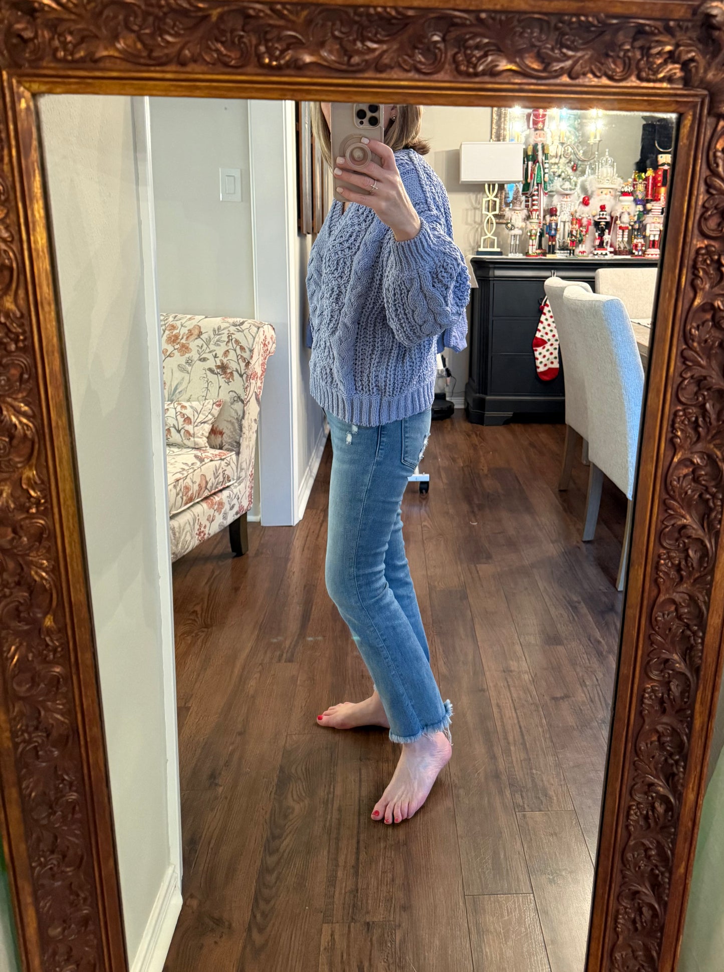 Chenille cable sweater