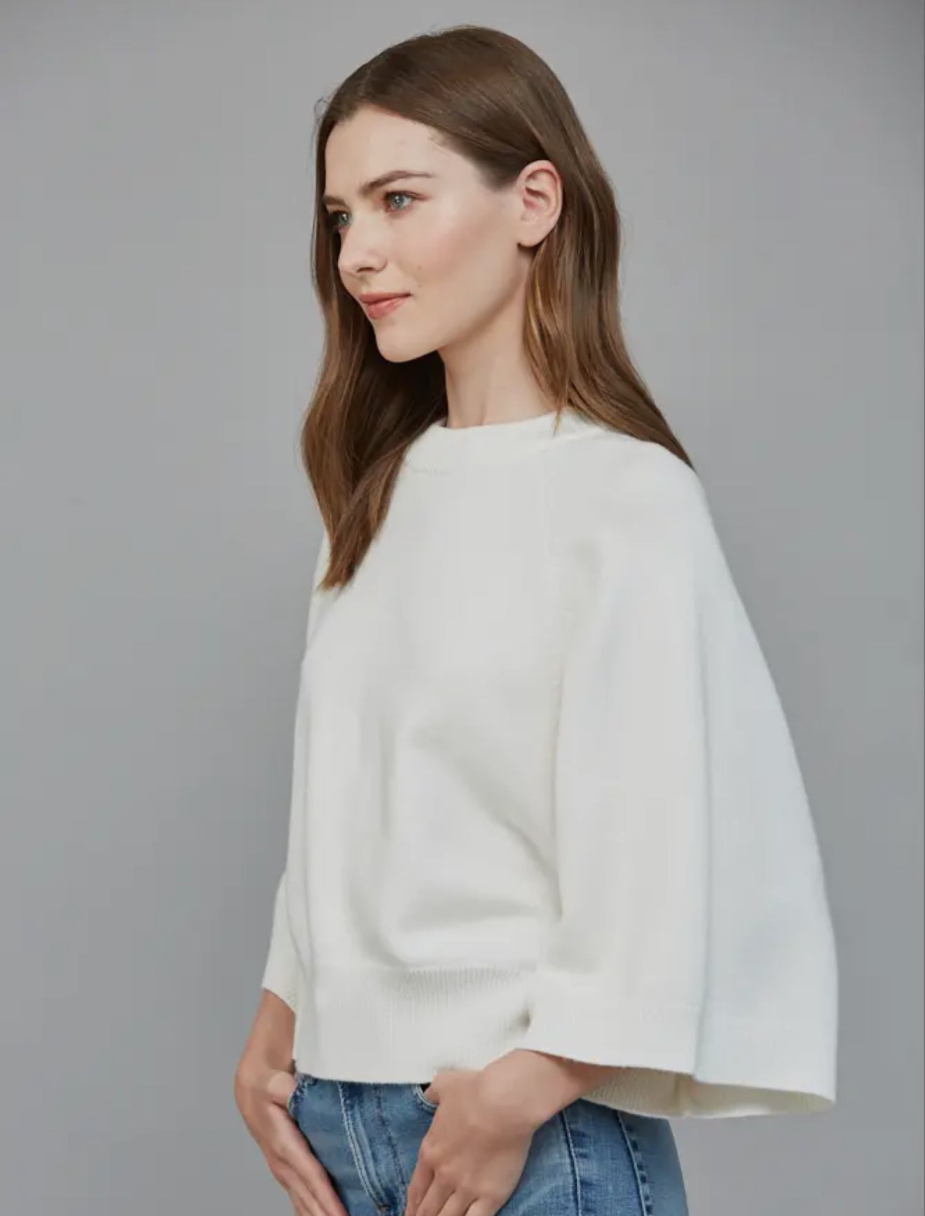 Raglan sleeve wide sleeve sweater