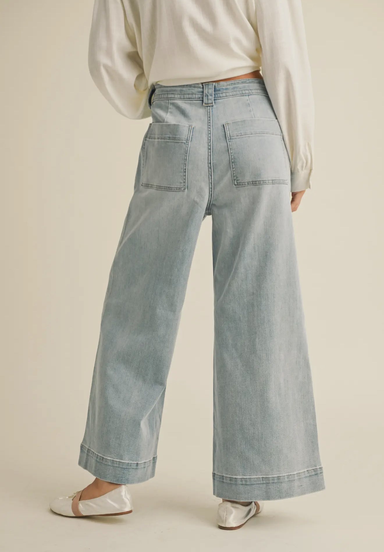 Restock coming soon! Denim tie front pants - washed denim