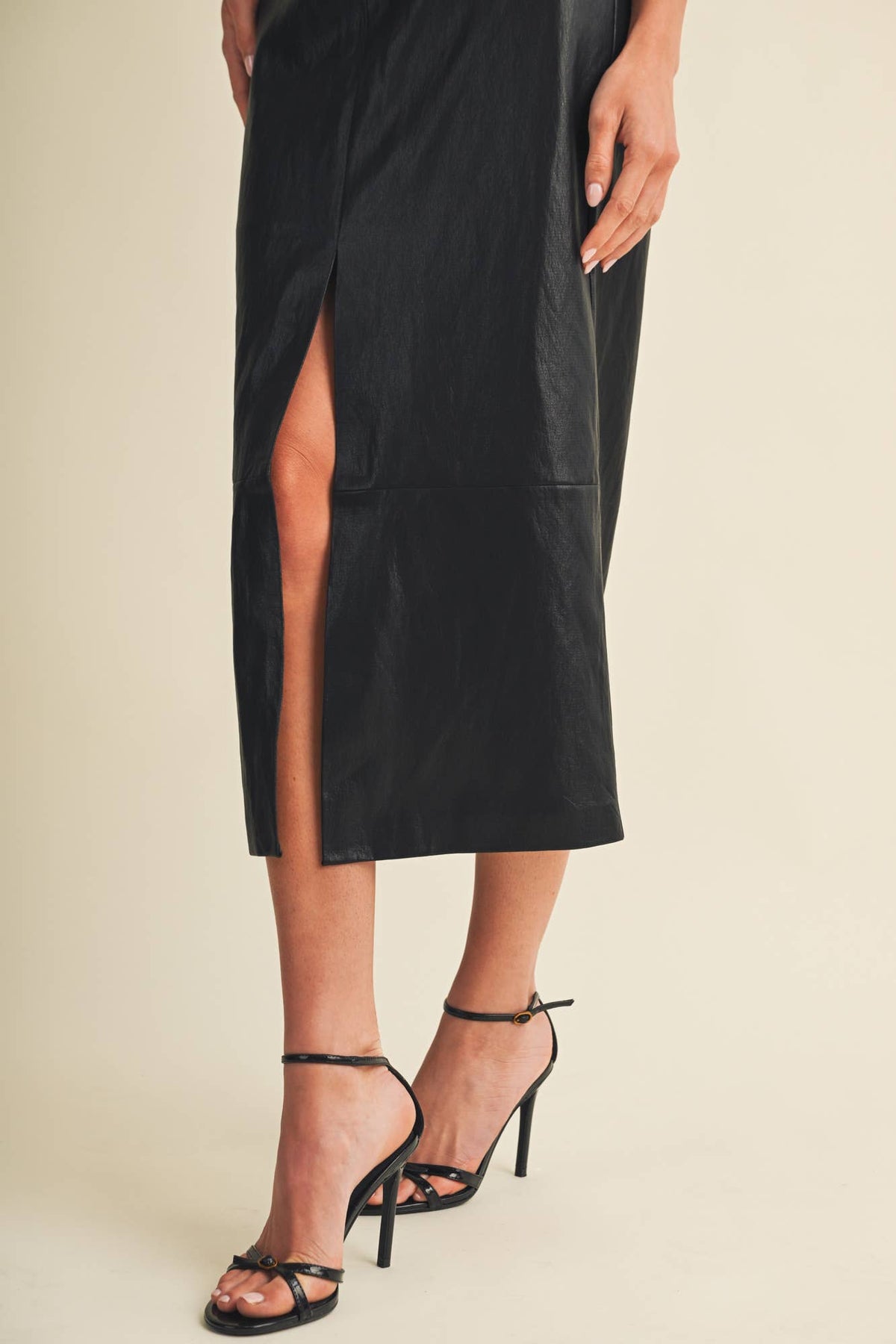 Vienna Faux Leather Midi Skirt