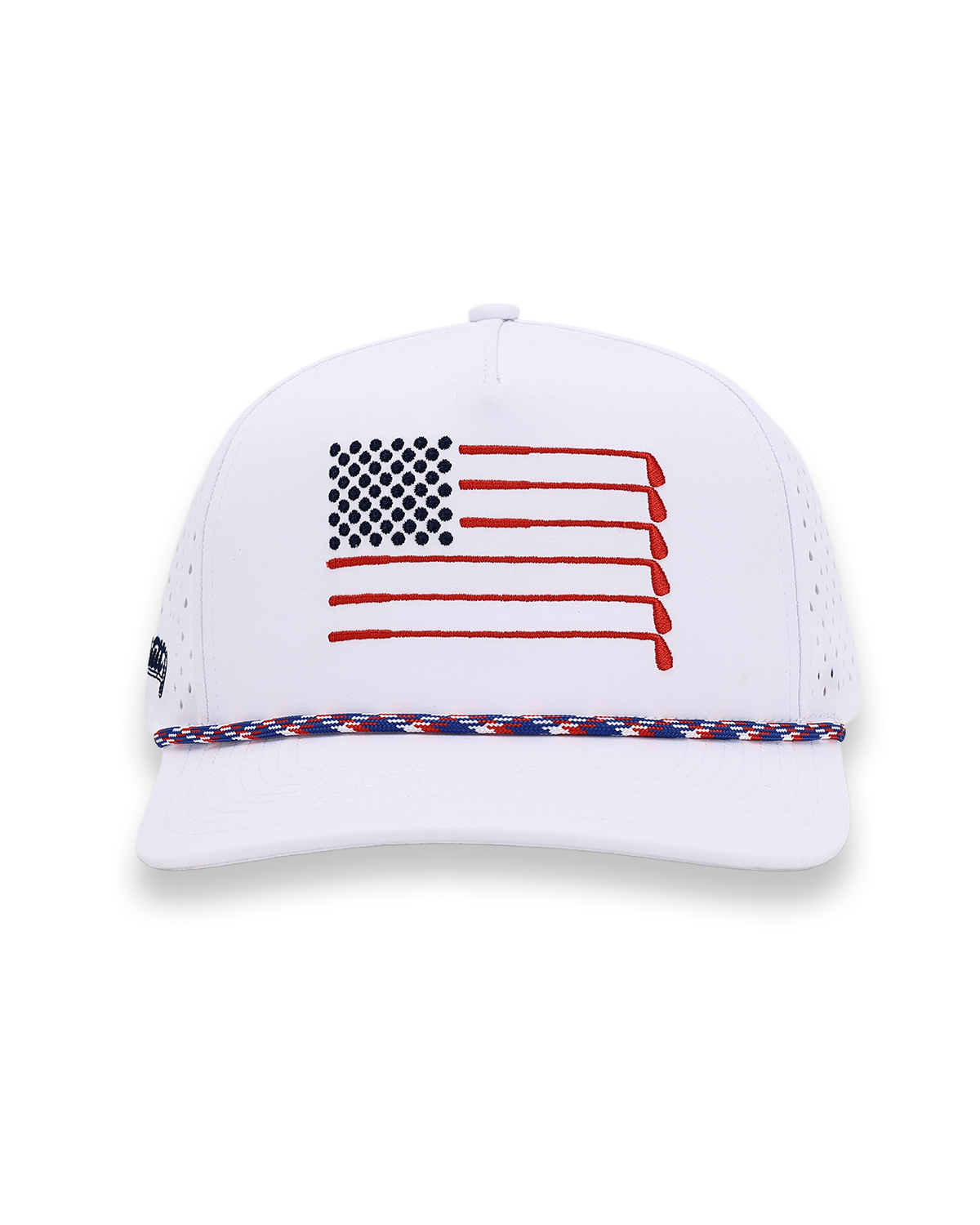 US Flag Rope Flat Bill Hat