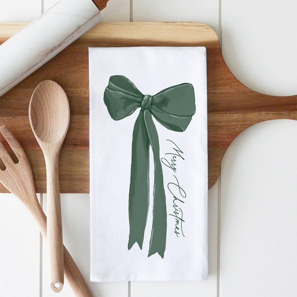 Merry Christmas Bow Tea Towel
