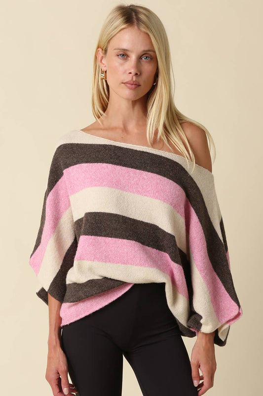 Beige/Pink Dolman lightweight sweater