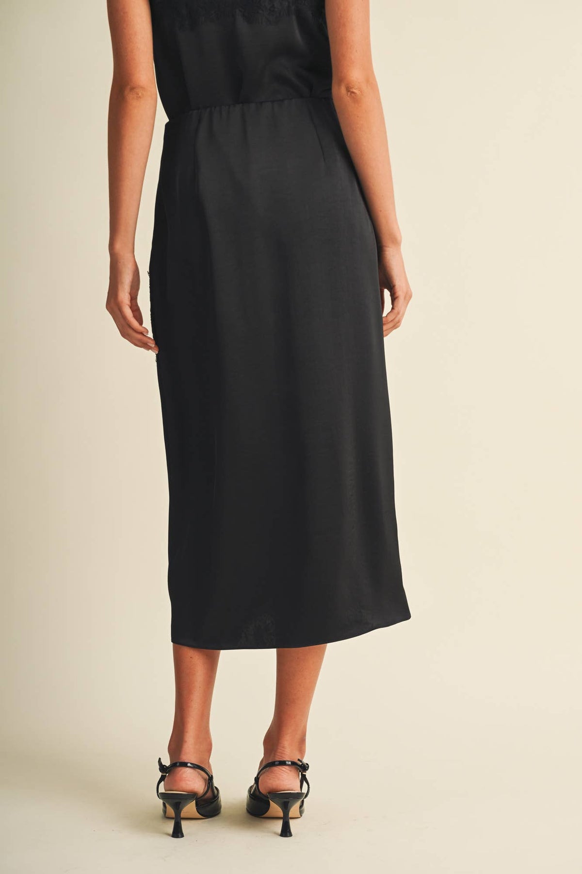 Midnight Lace Midi Skirt - black