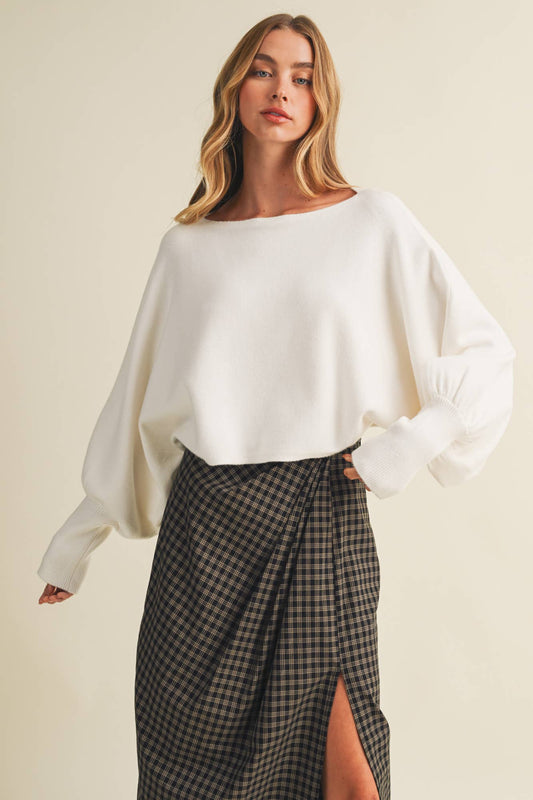 Cozy Cocoon Bateau Sweater - cream