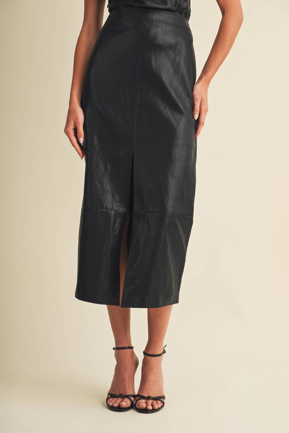 Vienna Faux Leather Midi Skirt