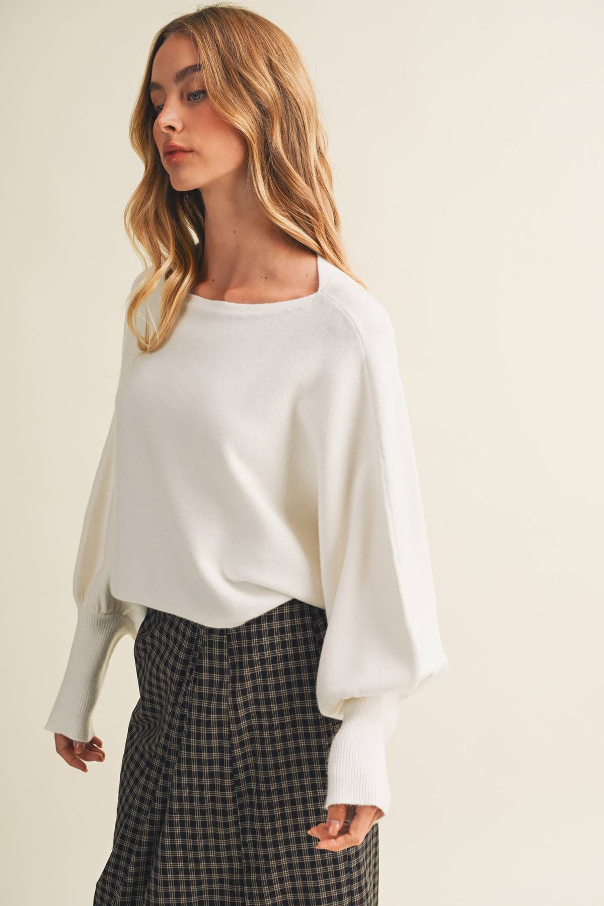 Cozy Cocoon Bateau Sweater - cream