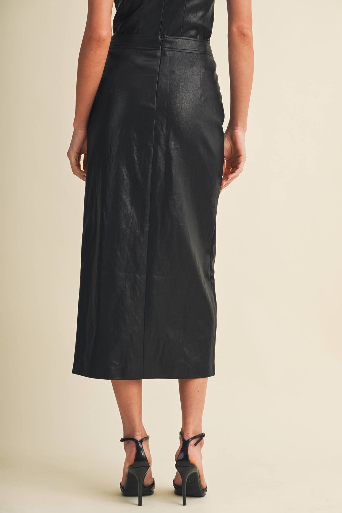 Vienna Faux Leather Midi Skirt