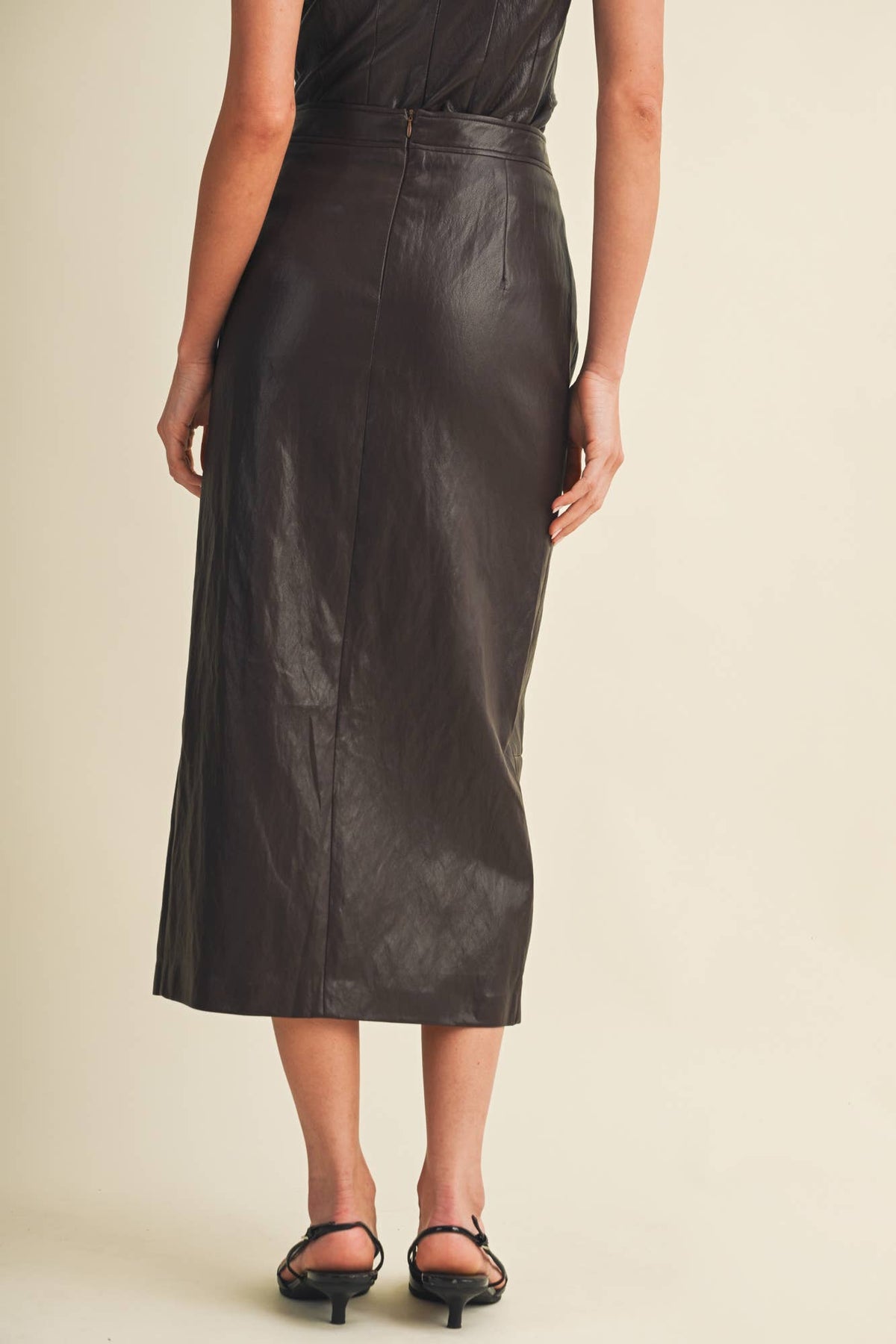 Vienna Faux Leather Midi Skirt