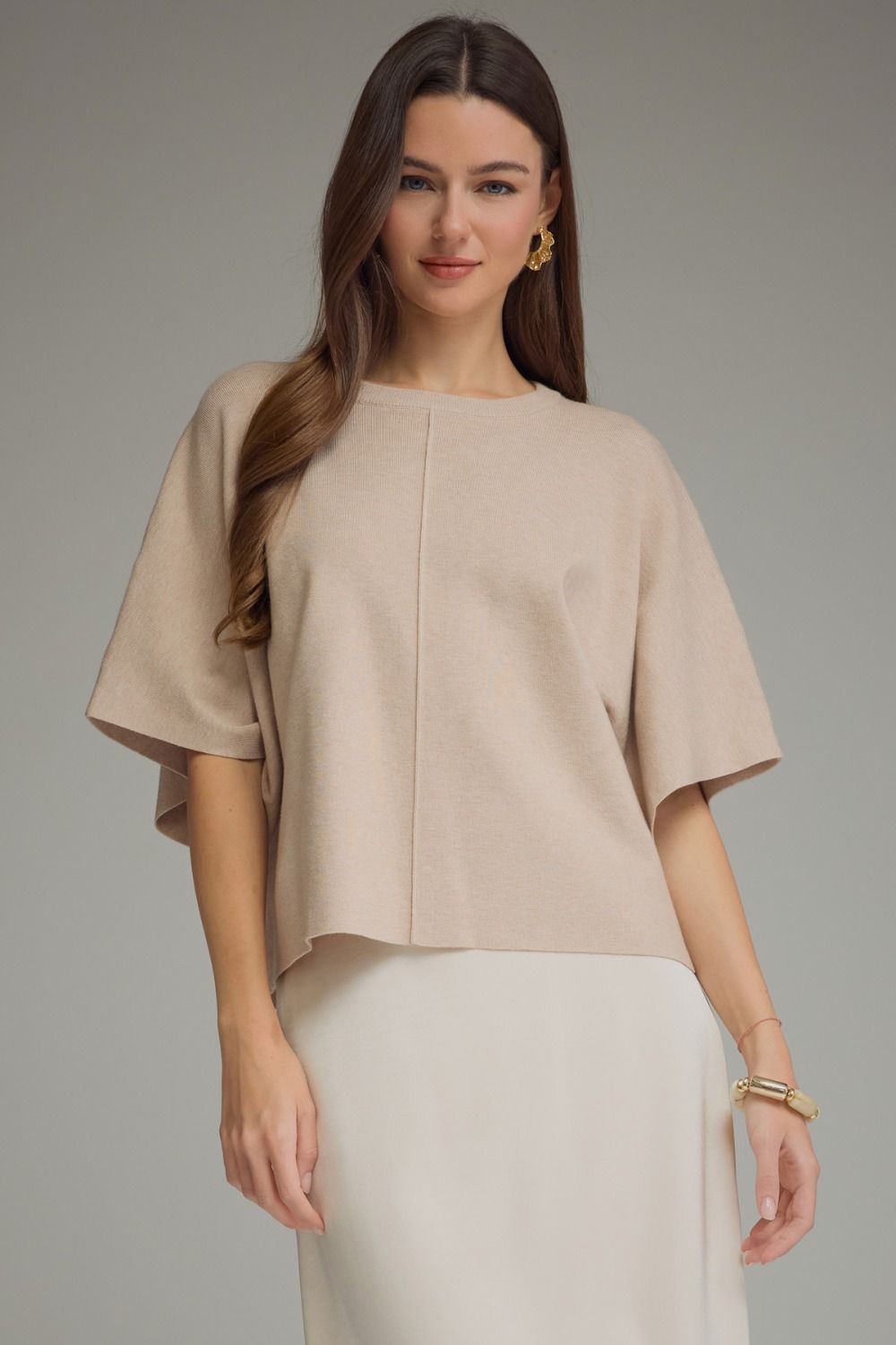 Coming Soon: Draped Boxy Knit Top with Split Sleeves